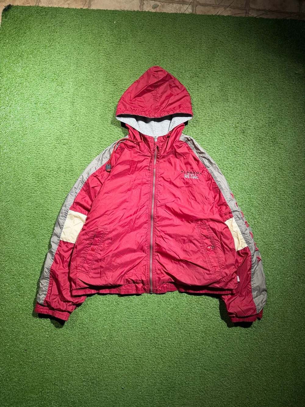 Vintage Red Oak Sportswear Alabama Crimson Full Zip Hooded reversible Jacket L